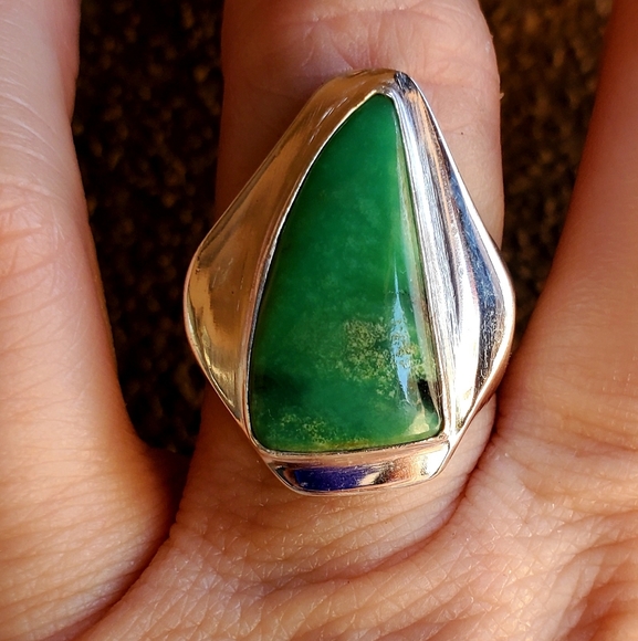 New Men's Chrysoprase 925 Silver Ring. - Picture 2 of 14